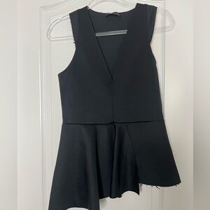 Zara Deep Vneck Peplum Top - Blk